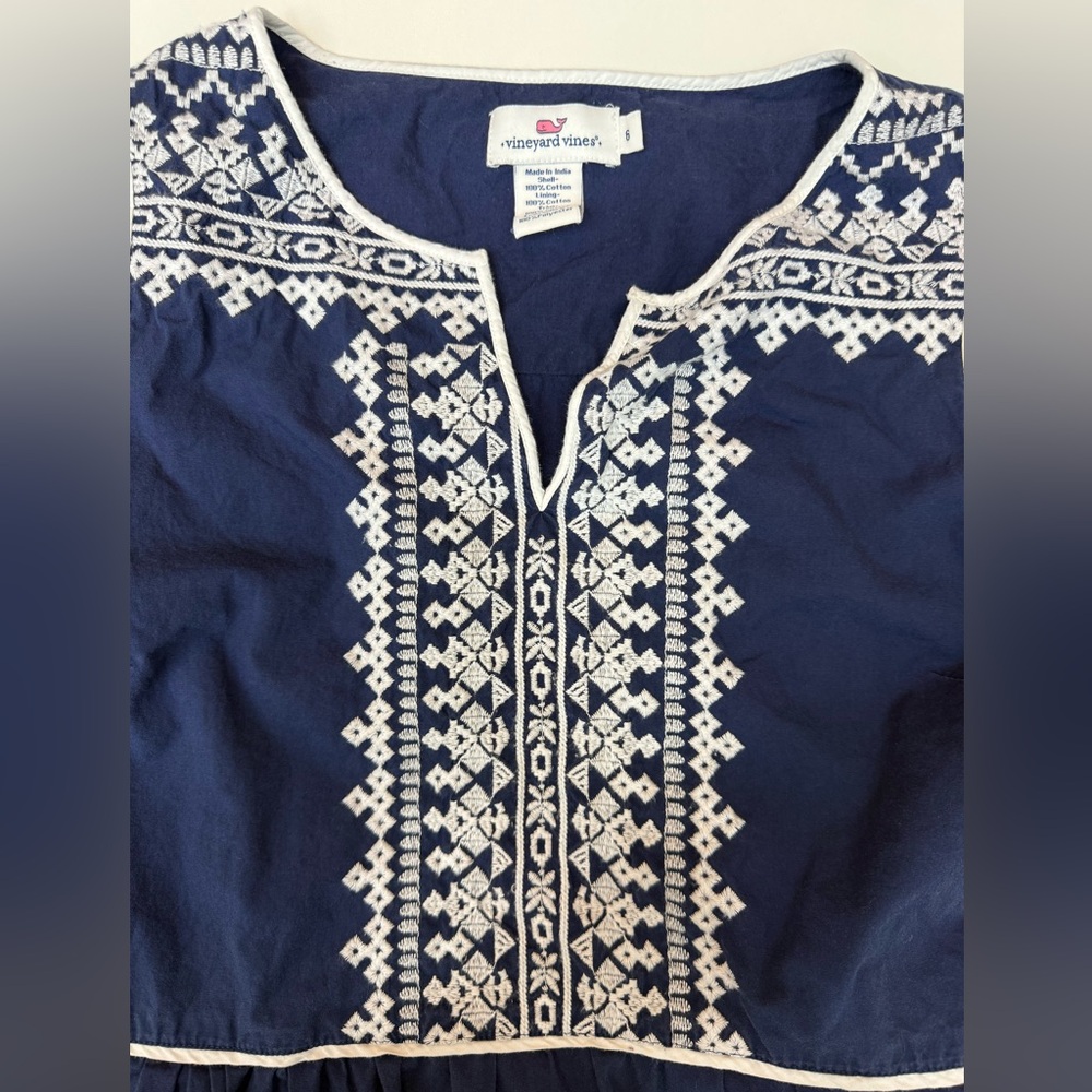 Navy Vineyard Vine Blue Embroidered Women's Dress size 6 - Picture 4 of 8